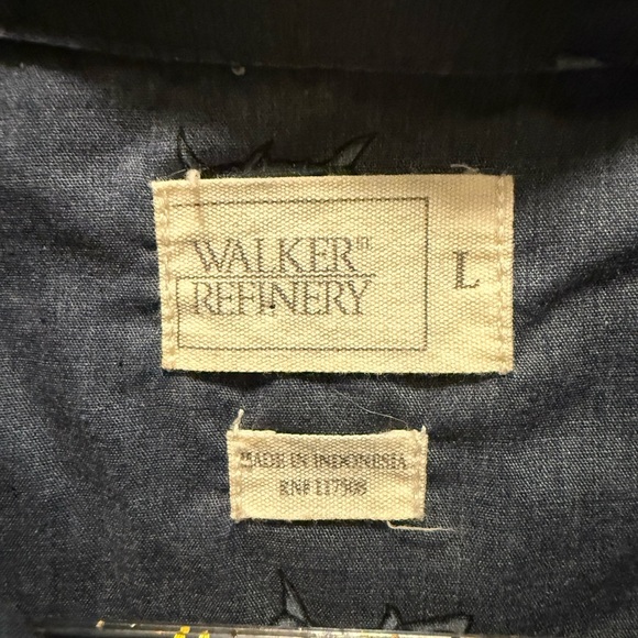 Walker st. Refinery Blue Shark Pattern Casual Shirt size L - Picture 2 of 6